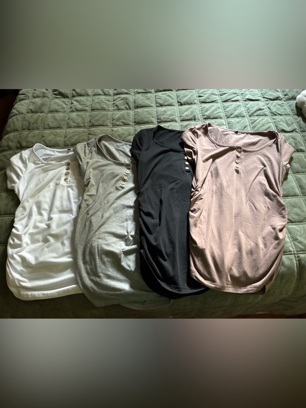 4pk Women's Maternity Short Sleeve Top - White, Gray, Black, Brown